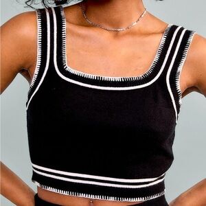 Pink Lily Black and White Trim Tank Top